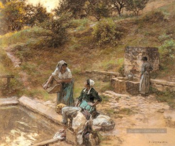  scène - Au Lavoir scènes rurales paysan Léon Augustin Lhermitte